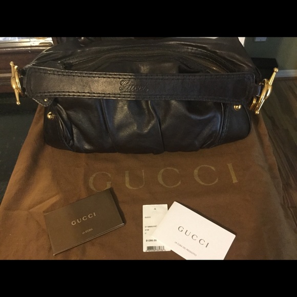 GUCCI Brown Leather Medium Jockey Hobo Bag with gold hardware - Picture 2 of 16